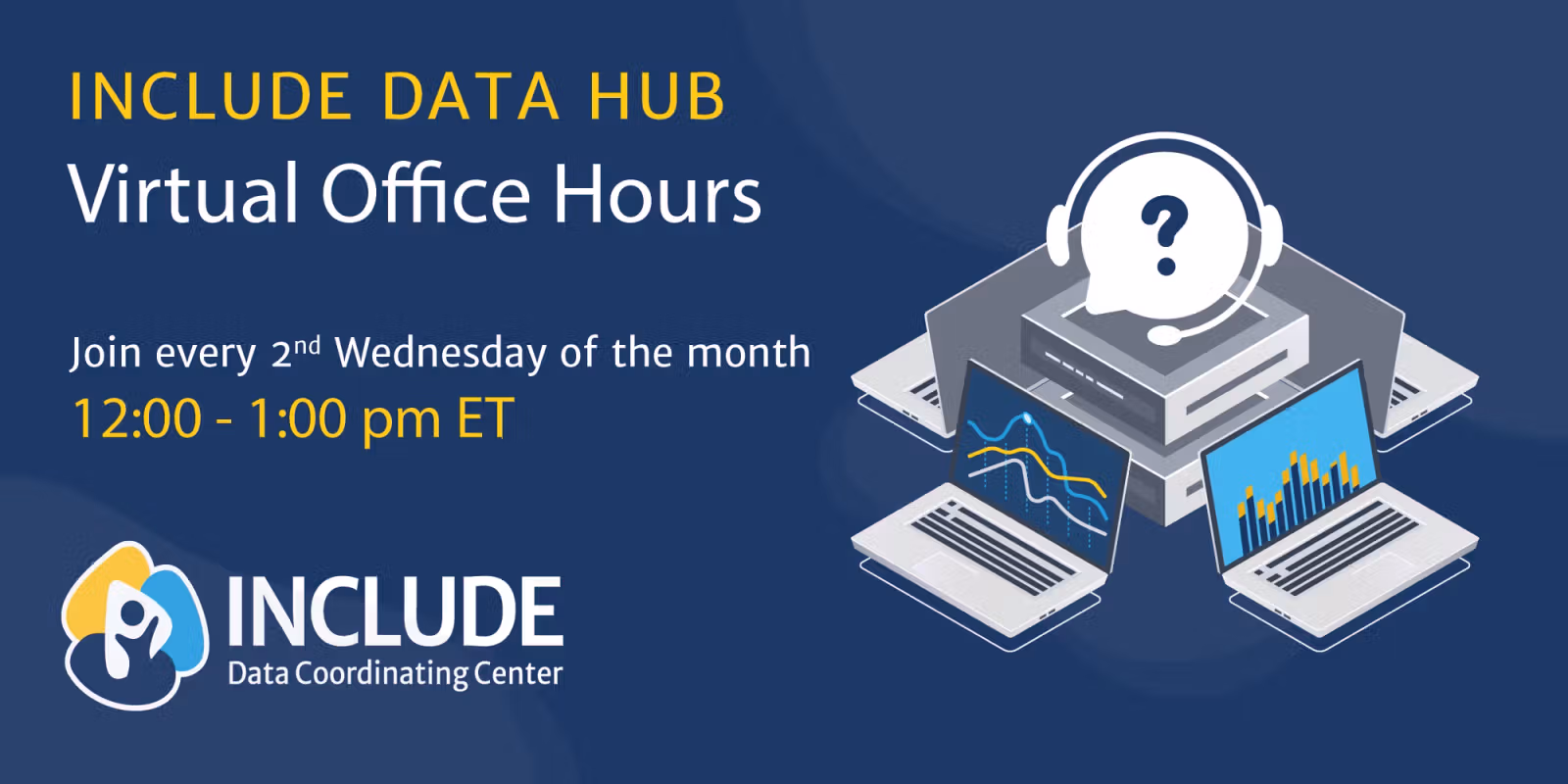 Virtual Office Hours occur the second Wednesday of every month at 12 pm ET.
