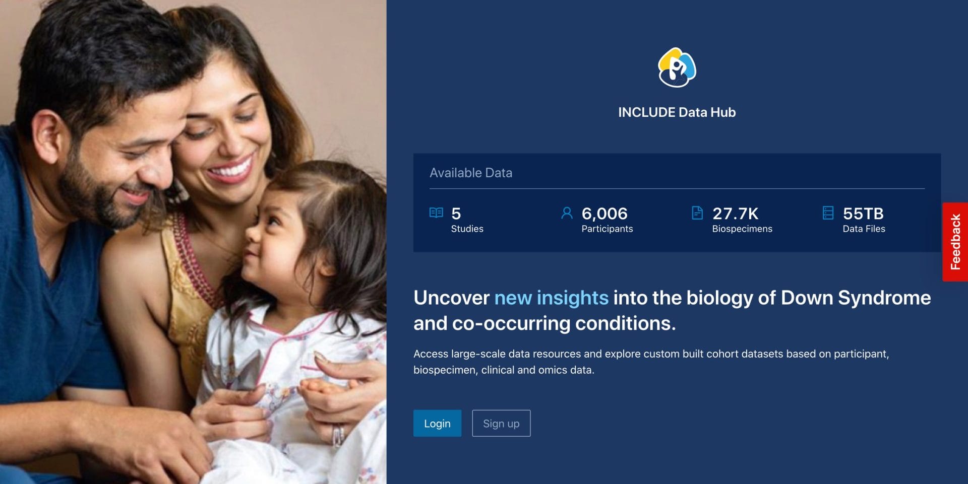 The INCLUDE Data Hub home page; portal.includedcc.org
